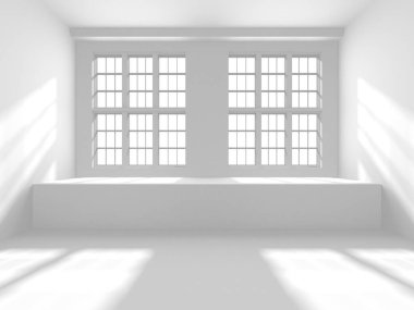 Soyut Beyaz Mimari Tasarım Konsepti. 3d Görüntüleme