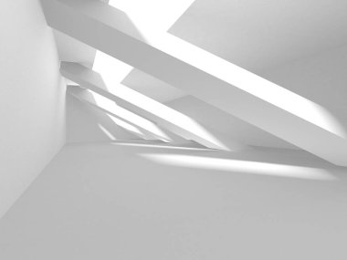 Soyut Beyaz Mimari Tasarım Konsepti. 3d Görüntüleme