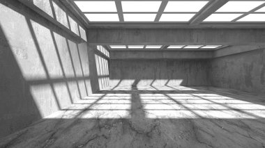 Dark Beton Duvar Mimarisi. Boş Oda. 3d Görüntüleme