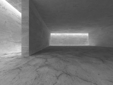 Dark Beton Duvar Mimarisi. Boş Oda. 3d Görüntüleme