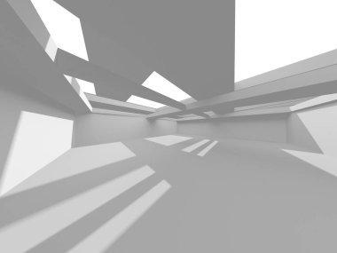 Beyaz Modern Arkaplan. Soyut Bina Konsepti. 3d Hazırlama