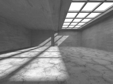 Soyut mimari iç plan. Boş beton oda. 3d hazırlayıcı