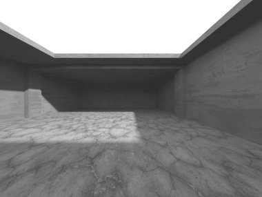 Soyut mimari arka plan. İçi boş beton döşeme. 3d hazırlayıcı