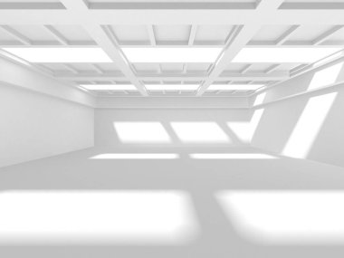 Aydınlatılmış koridor iç tasarımı. Boş Oda İç mimarisi. 3 Boyutlu Hazırlama