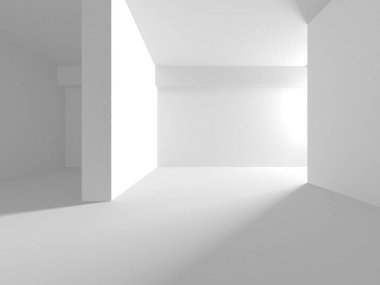 Aydınlatılmış koridor iç tasarımı. Boş Oda İç mimarisi. 3 Boyutlu Hazırlama