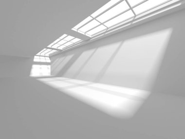 Aydınlatılmış koridor iç tasarımı. Boş Oda İç mimarisi. 3 Boyutlu Hazırlama