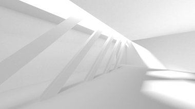 Aydınlatılmış koridor iç tasarımı. Boş Oda İç mimarisi. 3 Boyutlu Hazırlama