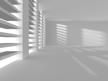 Aydınlatılmış koridor iç tasarımı. Boş Oda İç mimarisi. 3 Boyutlu Hazırlama