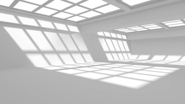 Soyut Beyaz Mimari Tasarım Konsepti. 3d Görüntüleme