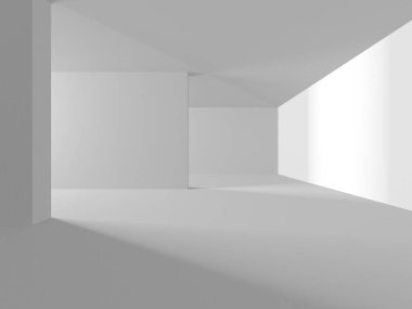 Soyut Beyaz Mimari Tasarım Konsepti. 3d Görüntüleme