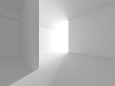 Soyut Beyaz Mimari Tasarım Konsepti. 3d Görüntüleme