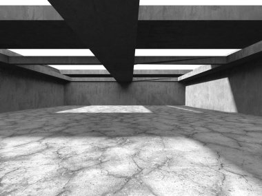 Dark Beton Duvar Mimarisi. Boş Oda. 3d Görüntüleme