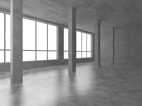 摘要建筑内部背景 空荡荡的混凝土房间3D渲染 — 图库照片
