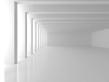 Beyaz Modern Arkaplan. Soyut Bina Konsepti. 3d Hazırlama