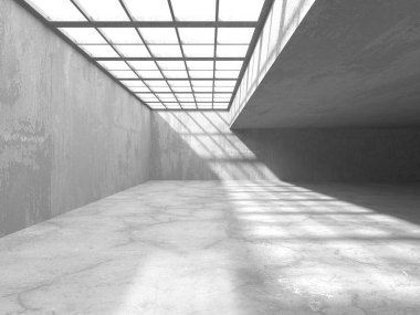 Soyut mimari iç plan. Boş beton oda. 3d hazırlayıcı