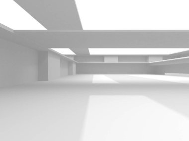 Beyaz Modern Arkaplan. Soyut Bina Konsepti. 3d Hazırlama
