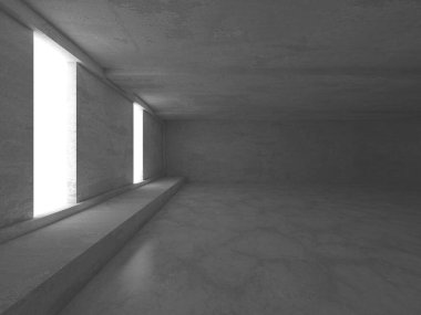 Soyut mimari iç plan. Boş beton oda. 3d hazırlayıcı