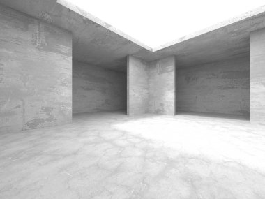 Soyut mimari iç plan. Boş beton oda. 3d hazırlayıcı