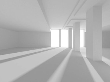 Aydınlatılmış koridor iç tasarımı. Boş Oda İç mimarisi. 3 Boyutlu Hazırlama