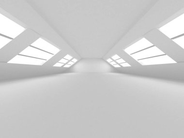 Aydınlatılmış koridor iç tasarımı. Boş Oda İç mimarisi. 3 Boyutlu Hazırlama