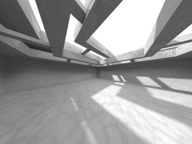 Soyut mimari iç plan. Boş beton oda. 3d hazırlayıcı