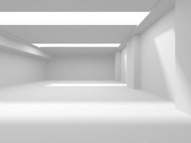 Soyut Beyaz Mimari Tasarım Konsepti. 3d Görüntüleme