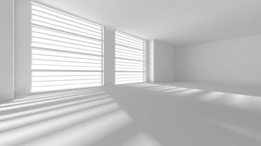 Soyut Beyaz Mimari Tasarım Konsepti. 3d Görüntüleme