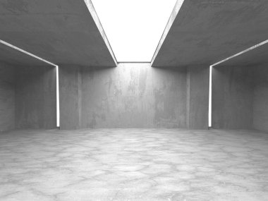 Dark Beton Duvar Mimarisi. Boş Oda. 3d Görüntüleme