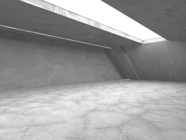 Dark Beton Duvar Mimarisi. Boş Oda. 3d Görüntüleme