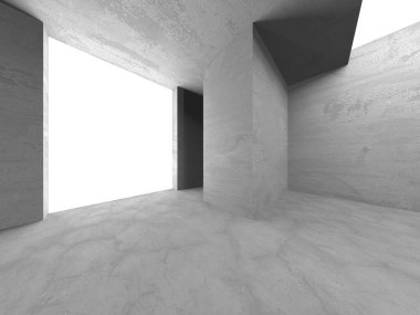 Dark Beton Duvar Mimarisi. Boş Oda. 3d Görüntüleme