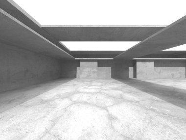 Dark Beton Duvar Mimarisi. Boş Oda. 3d Görüntüleme