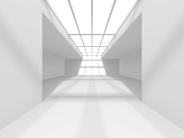 Aydınlatılmış koridor iç tasarımı. Boş Oda İç mimarisi. 3 Boyutlu Hazırlama