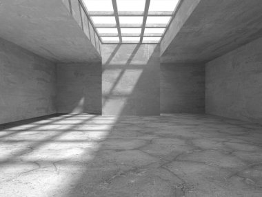 Soyut mimari iç plan. Boş beton oda. 3d hazırlayıcı