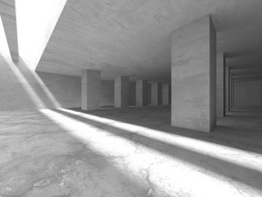 Soyut mimari iç plan. Boş beton oda. 3d hazırlayıcı