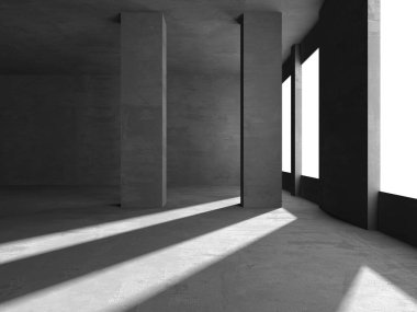 Soyut mimari arka plan. İçi boş beton döşeme. 3d hazırlayıcı