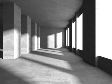 Soyut mimari arka plan. İçi boş beton döşeme. 3d hazırlayıcı