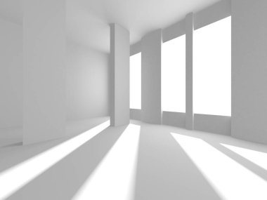 Beyaz Modern Arkaplan. Soyut Bina Konsepti. 3d Hazırlama