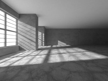 Soyut mimari iç plan. Boş beton oda. 3d hazırlayıcı