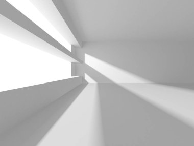 Aydınlatılmış koridor iç tasarımı. Boş Oda İç mimarisi. 3 Boyutlu Hazırlama