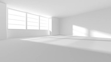 Beyaz Modern Arkaplan. Soyut Bina Konsepti. 3d Hazırlama