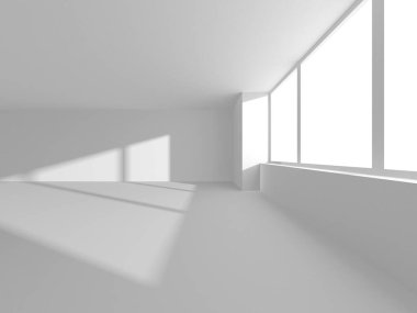 Aydınlatılmış koridor iç tasarımı. Boş Oda İç mimarisi. 3 Boyutlu Hazırlama