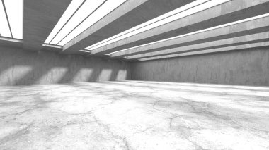 Soyut mimari arka plan. İçi boş beton döşeme. 3d hazırlayıcı
