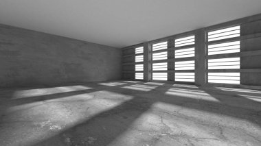 Soyut mimari iç plan. Boş beton oda. 3d hazırlayıcı