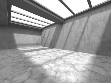 Soyut mimari arka plan. İçi boş beton döşeme. 3d hazırlayıcı