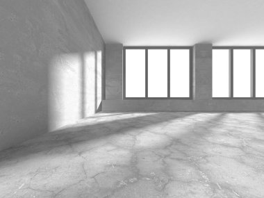 Aydınlatılmış koridor iç tasarımı. Boş Oda İç mimarisi. 3 Boyutlu Hazırlama