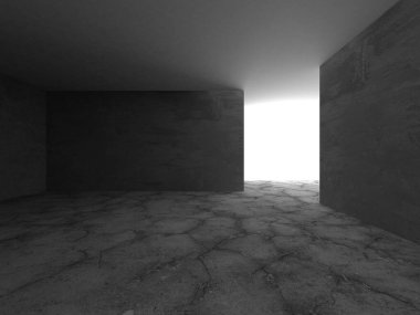 Soyut mimari iç plan. Boş beton oda. 3d hazırlayıcı