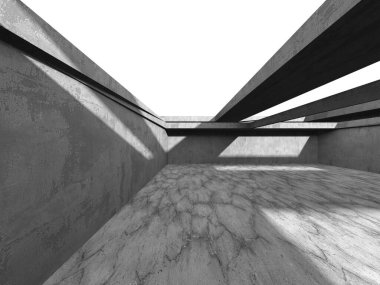 Soyut mimari arka plan. İçi boş beton döşeme. 3d hazırlayıcı