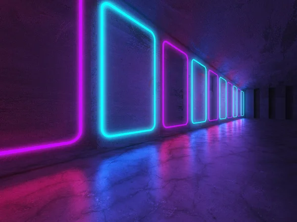 Futuristic Modern Neon Glowing Design Architecture Inglés Fondo Interior Oscuro — Foto de Stock