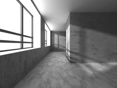 Soyut mimari arka plan. İçi boş beton döşeme. 3d hazırlayıcı