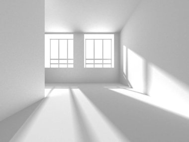 Aydınlatılmış koridor iç tasarımı. Boş Oda İç mimarisi. 3 Boyutlu Hazırlama